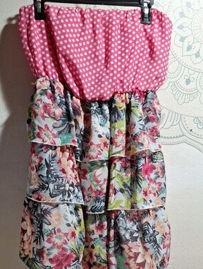 Ruby Rox Pink and White Polka Dot Dress